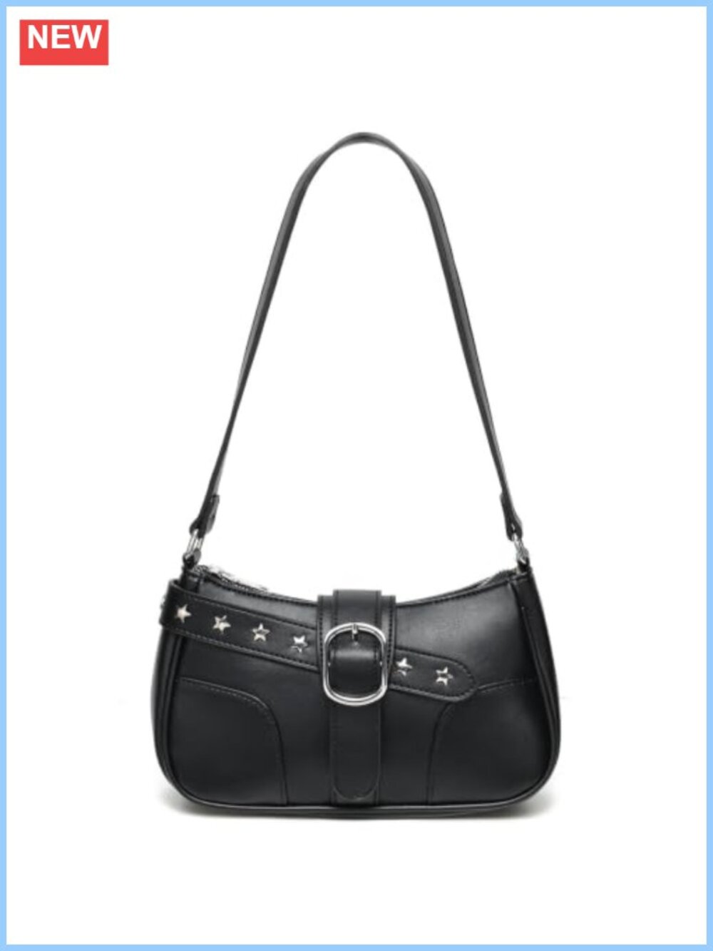 Small Shoulder Bag Vegan Leather Mini Purse Y2K Star Rivet Zip Women